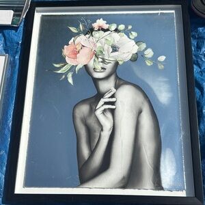 Floral Face Art Print in Black Frame